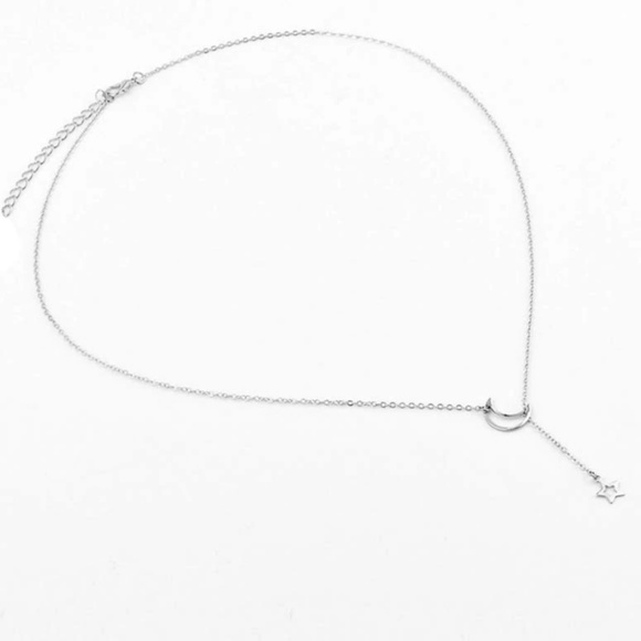 4 for $20 Moon Star Lariat Necklace (Silver) - Picture 5 of 5